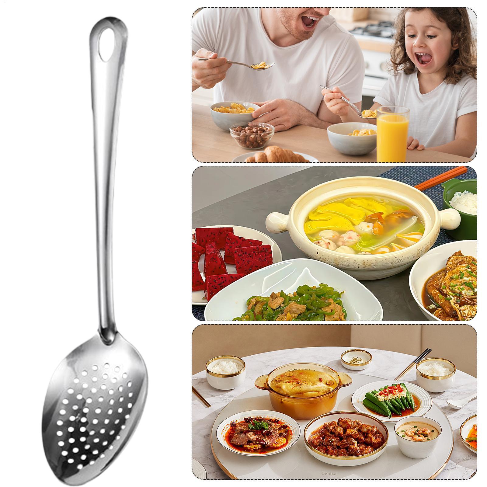 Offset Spatula Set - Stainless Steel Slotted Spoon 15 Inch