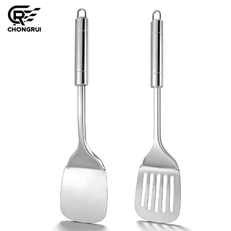 Offset Spatula Set - Stainless Steel Turner Long Handle Slotted