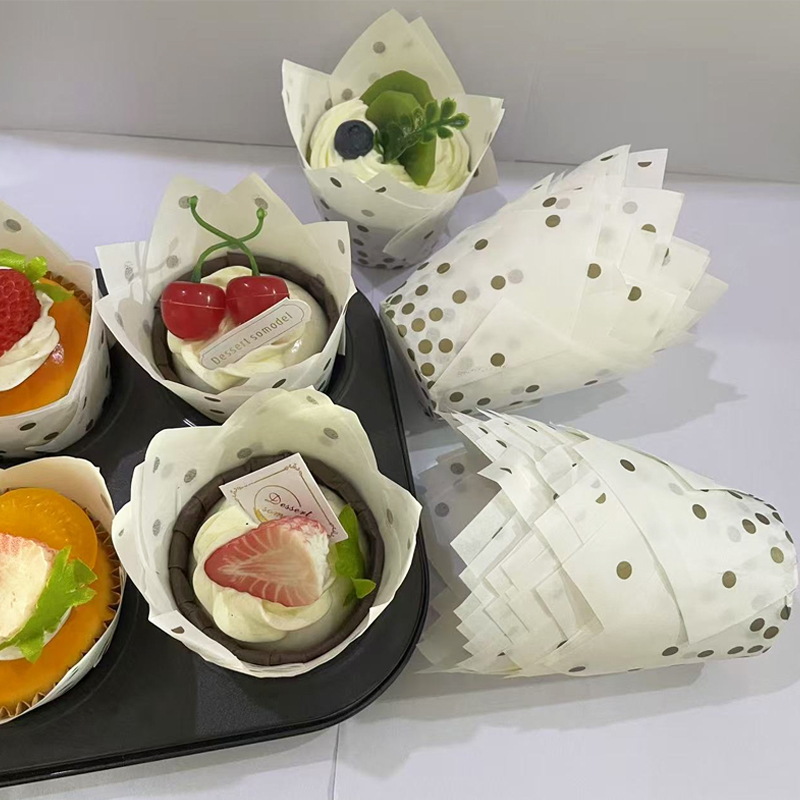 Kitchen Baking Paper - 50Pcs/100Pcs Gold Dot Tulip Cake Cups,
