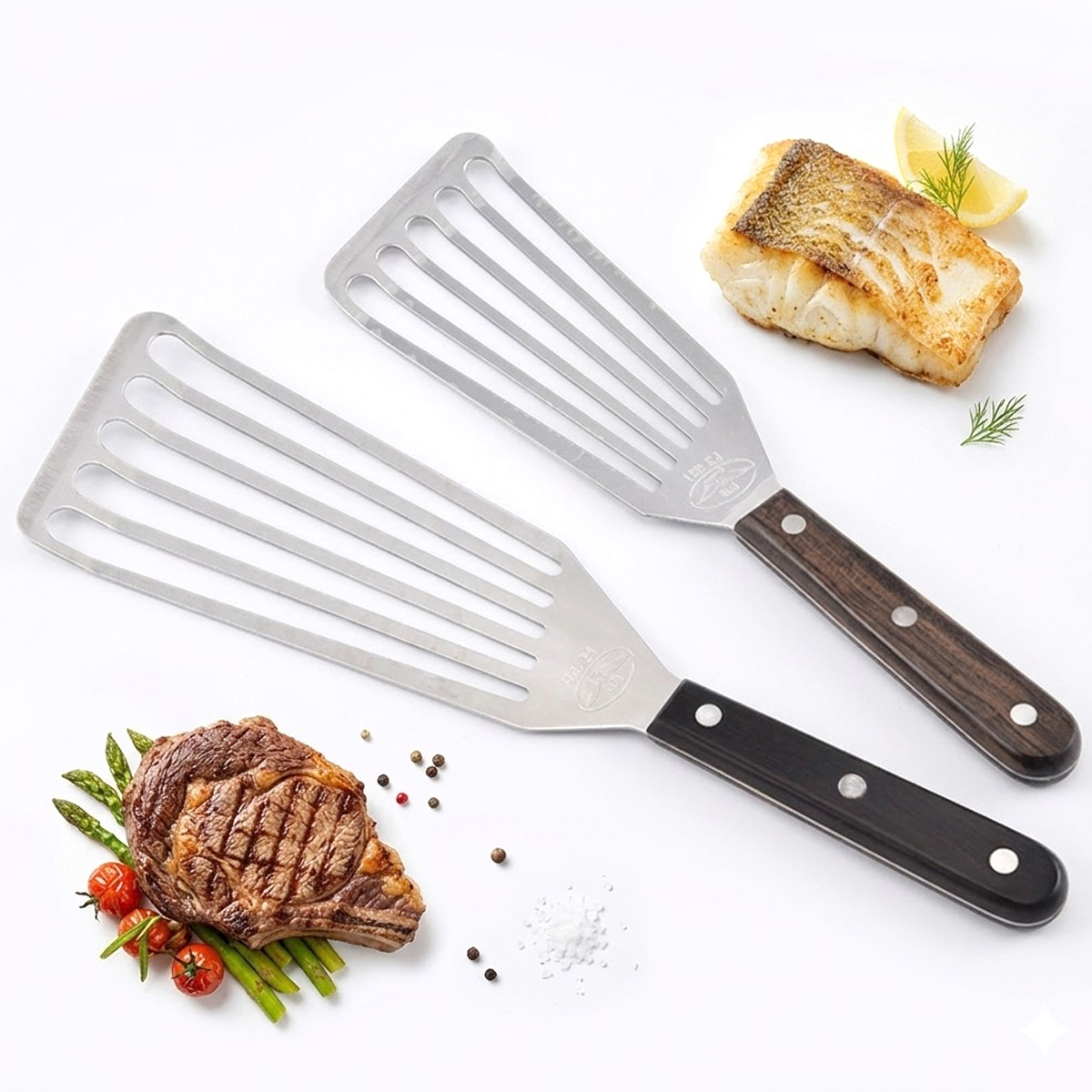 Fish Spatula, Stainless Steel  - đánh giá và giá Offset Spatula Set