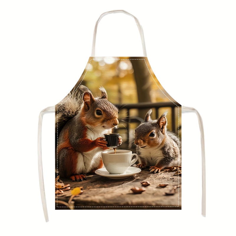 Linen Apron Squirrel Coffee Sc - đánh giá và giá Kitchen Baking Ideas
