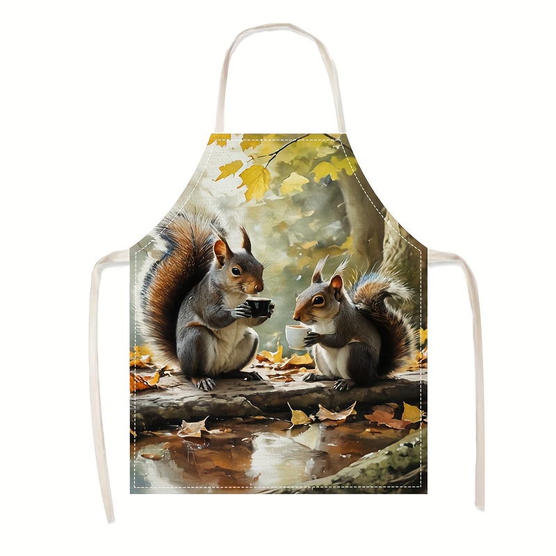 Linen Apron Squirrel Coffee Sc - đánh giá và giá Kitchen Baking Ideas
