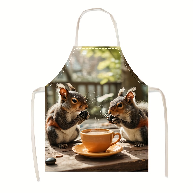 Linen Apron Squirrel Coffee Sc - đánh giá và giá Kitchen Baking Ideas