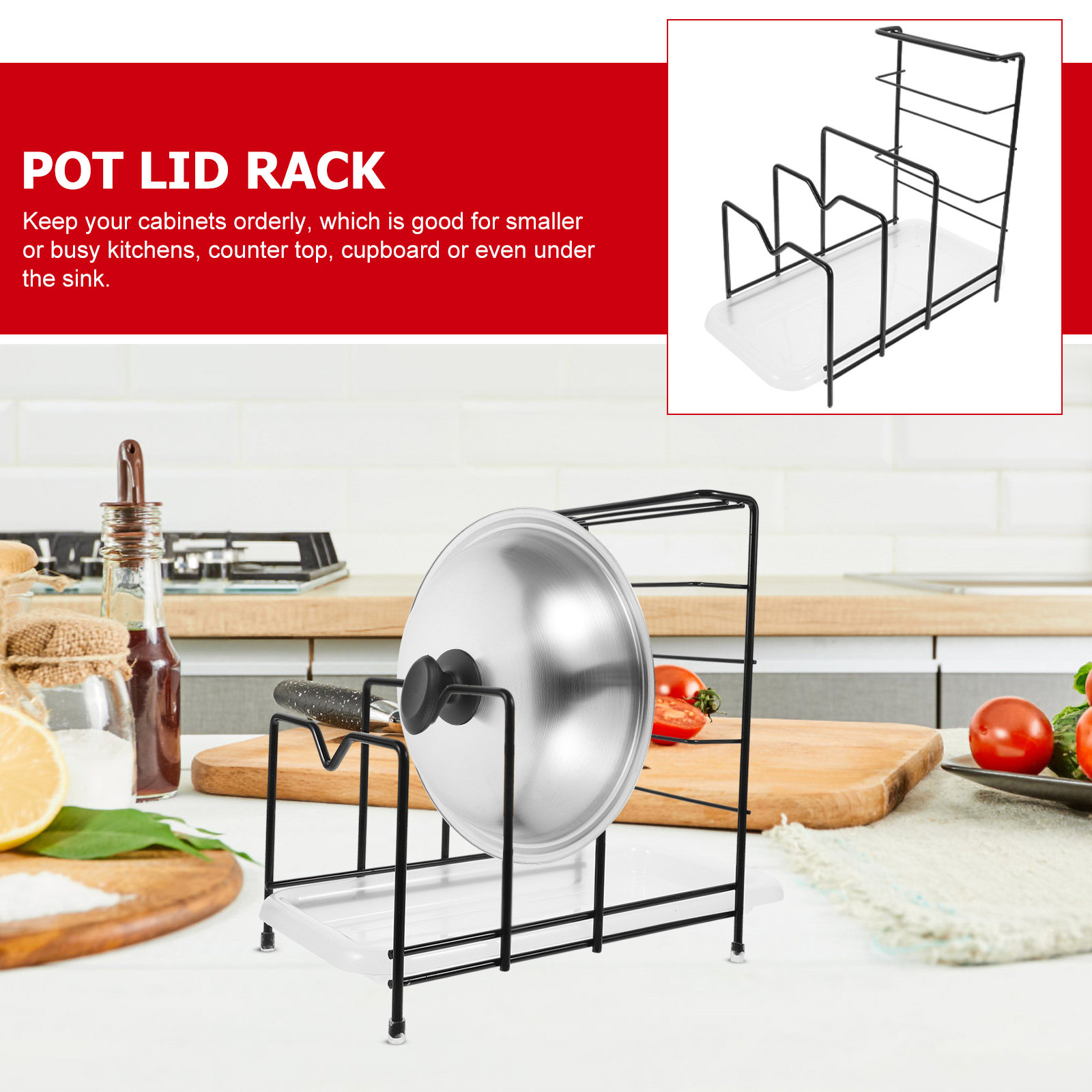 Lid Organizer for Pot Lids Cut - đánh giá và giá Kitchen Cabinet Baking Organizer