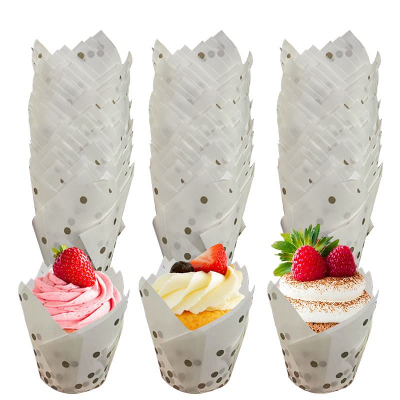 50Pcs/100Pcs Gold Dot Tulip Ca - đánh giá và giá Kitchen Baking Paper