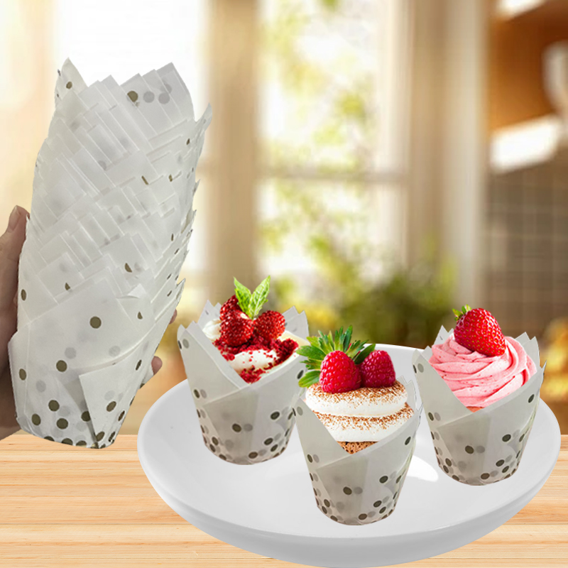 50Pcs/100Pcs Gold Dot Tulip Ca - đánh giá và giá Kitchen Baking Paper
