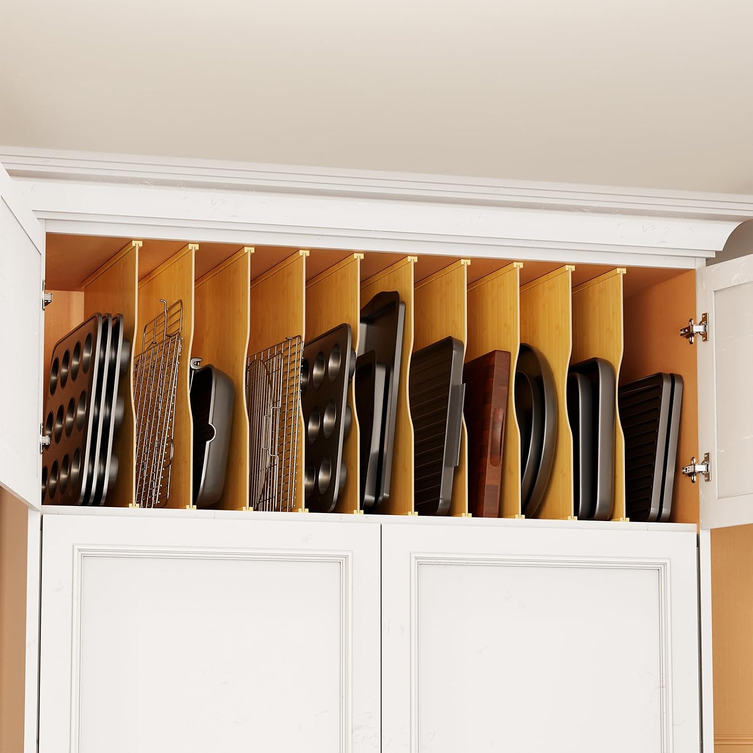 10 Pack Bamboo Tray Dividers f - đánh giá và giá Kitchen Cabinet Baking Organizer